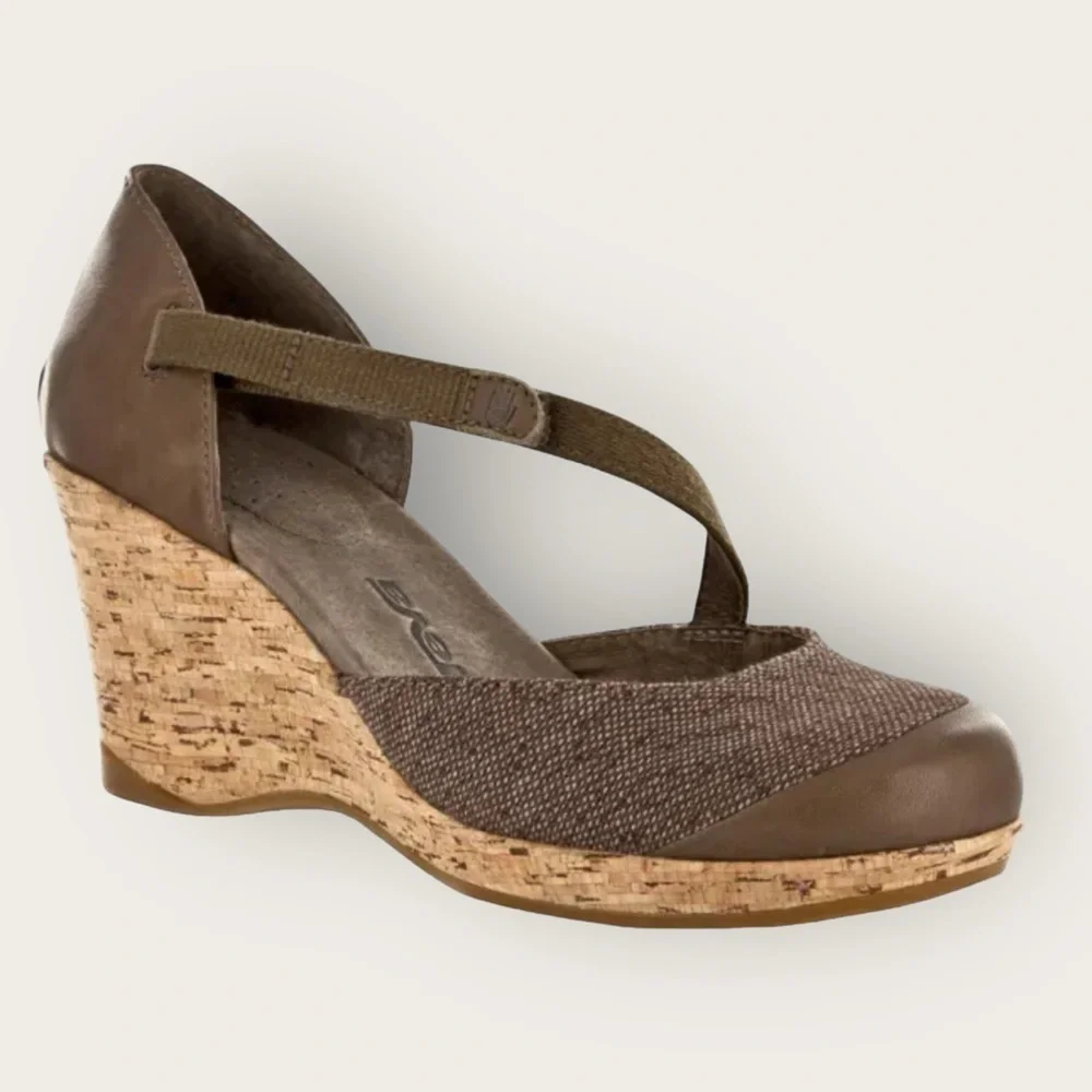 Teva Riviera Mary Jane Cork 3 inch High Heeled Closed Toe Brown Sandals Size 10 - Picture 2 of 10